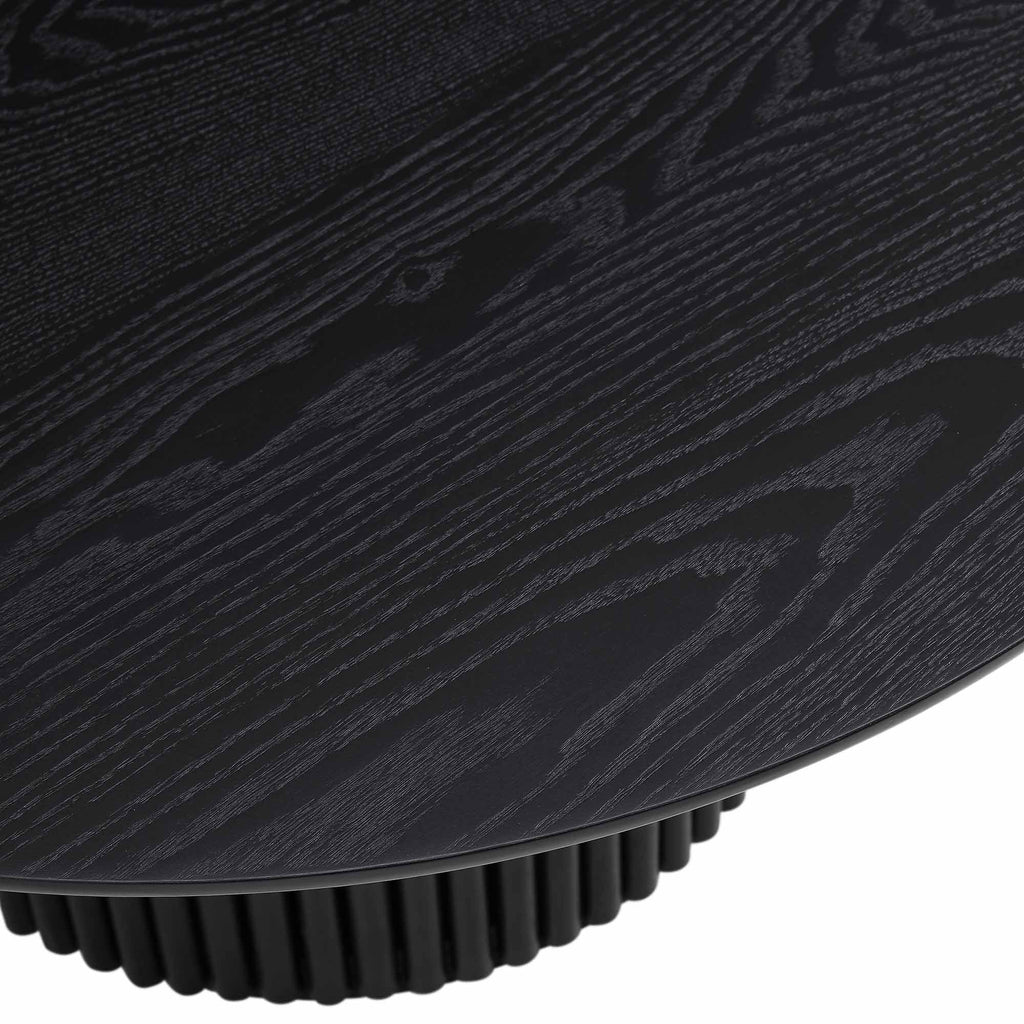 Maru Round Oak Pedestal Coffee Table — Black