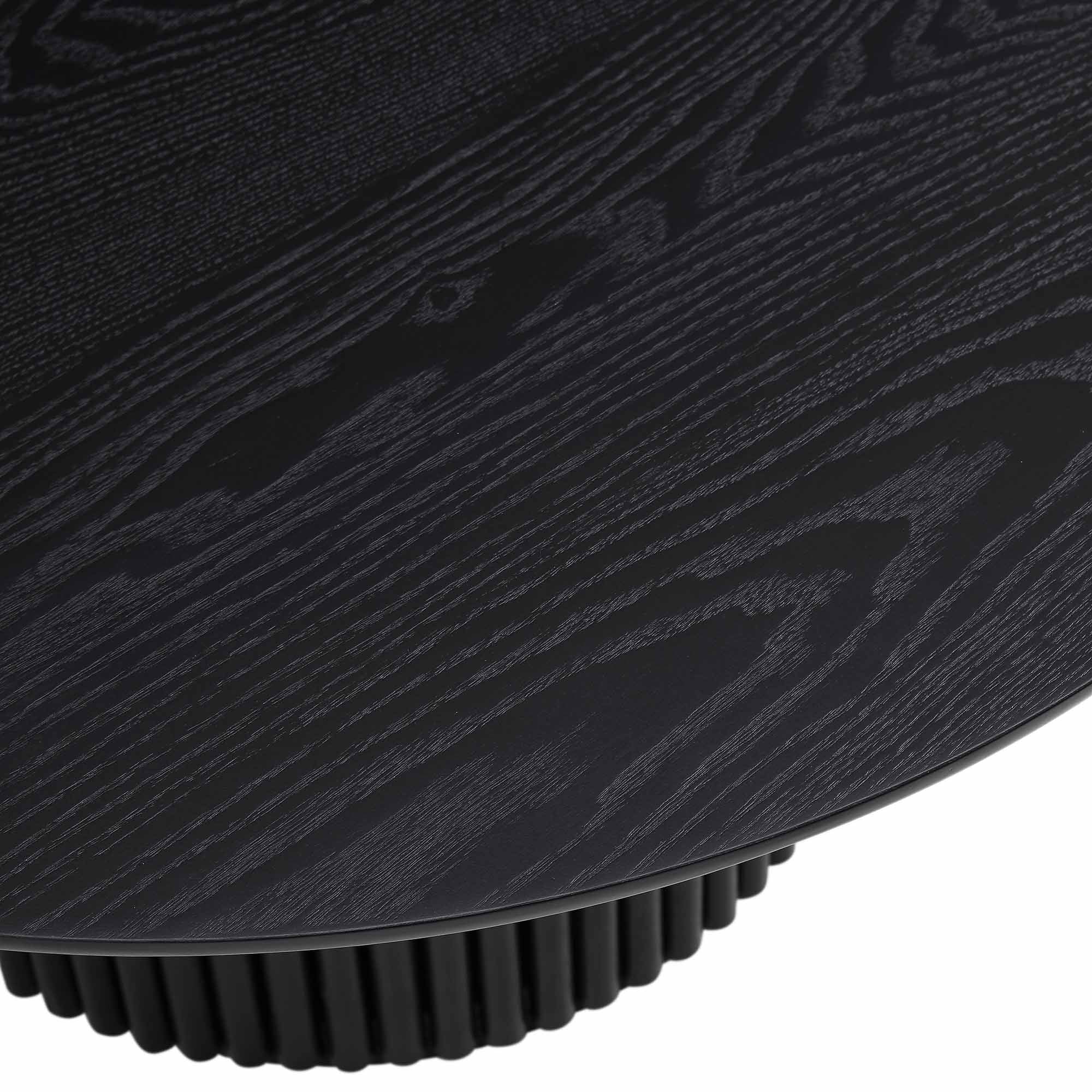 Maru Round Oak Pedestal Coffee Table — Black