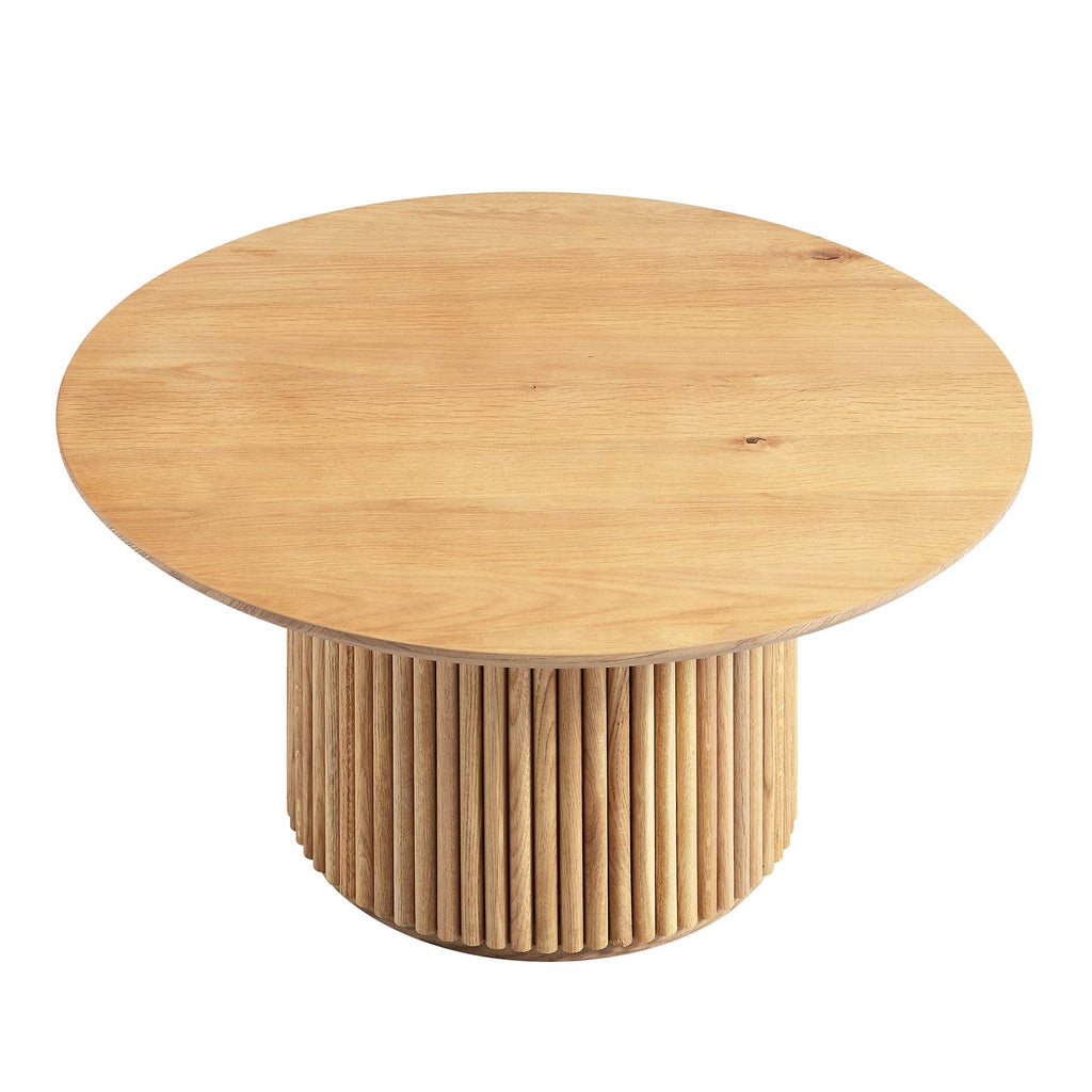 Maru Round Oak Pedestal Coffee Table — Oak