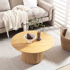 Maru Round Oak Pedestal Coffee Table — Oak