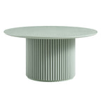 Maru Round Oak Pedestal Coffee Table — Sage Green