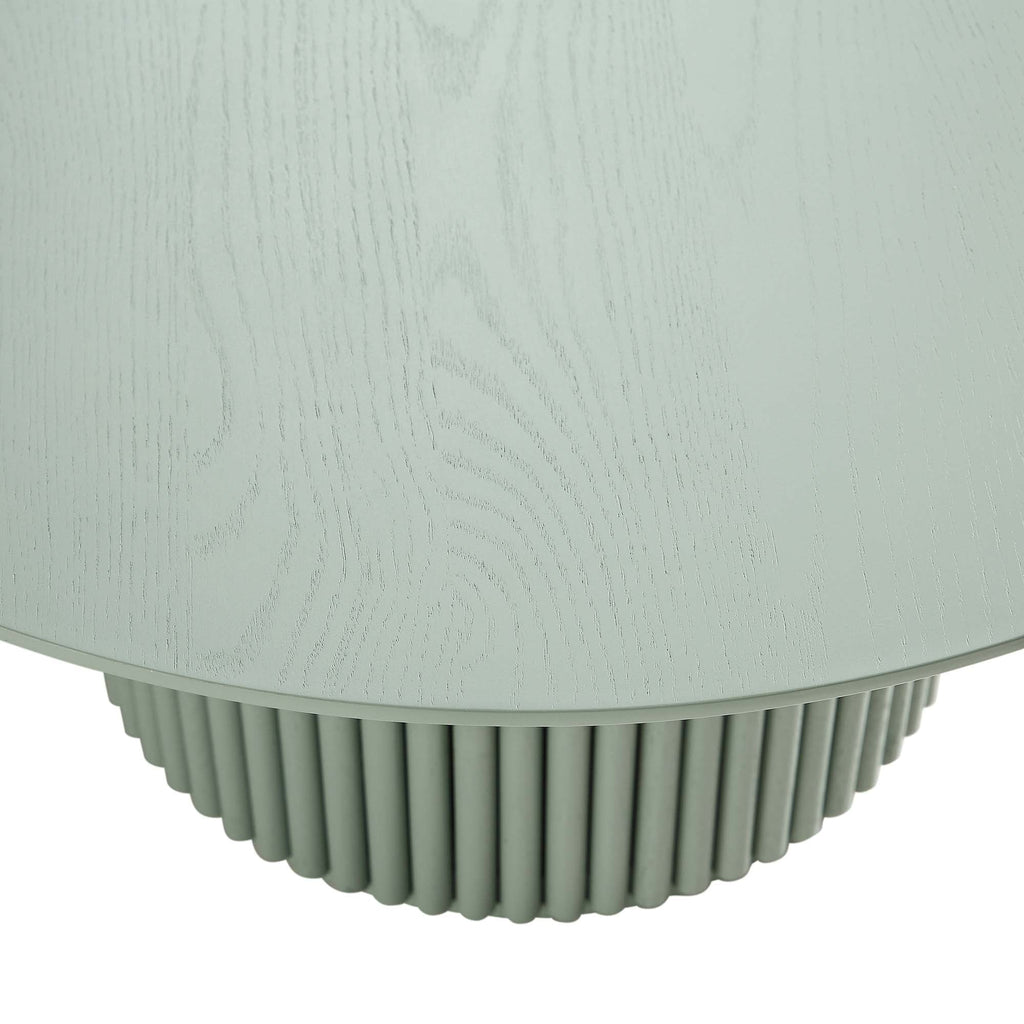 Maru Round Oak Pedestal Coffee Table — Sage Green
