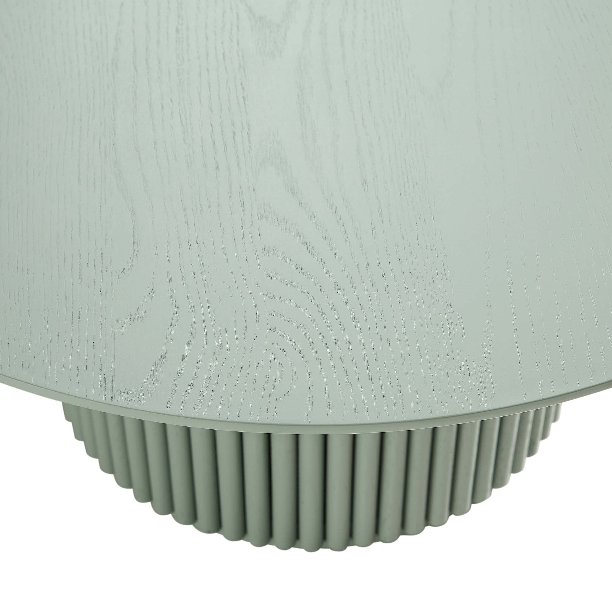 Maru Round Oak Pedestal Coffee Table — Sage Green