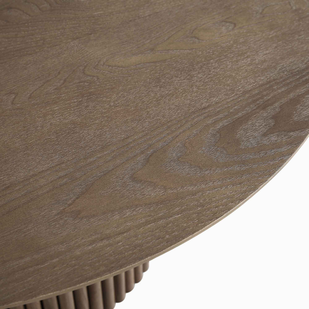 Maru Round Oak Pedestal Coffee Table — Silver Oak