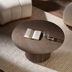 Maru Round Oak Pedestal Coffee Table — Silver Oak