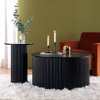 Maru Oak Round Coffee Table with Storage — Black