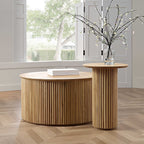 Maru Oak Round Coffee Table with Storage — Oak