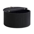 Maru Oak Round Coffee Table with Storage — Black