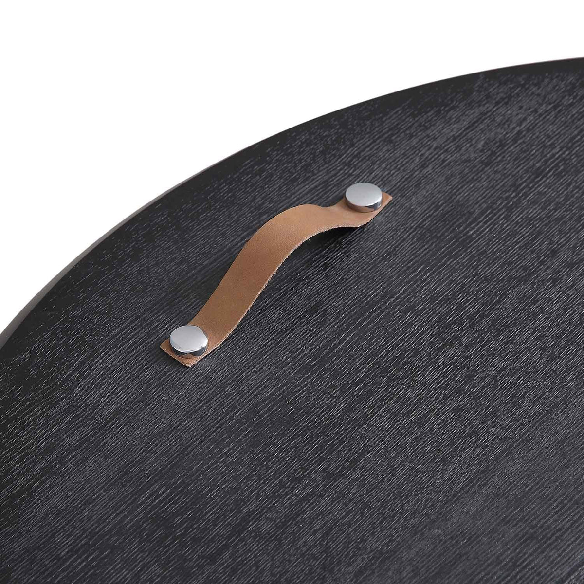 Maru Oak Round Coffee Table with Storage — Black
