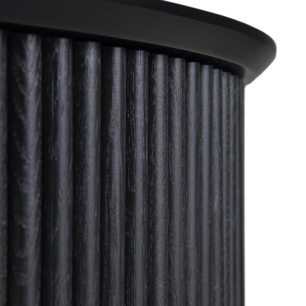 Maru Oak Round Coffee Table with Storage — Black