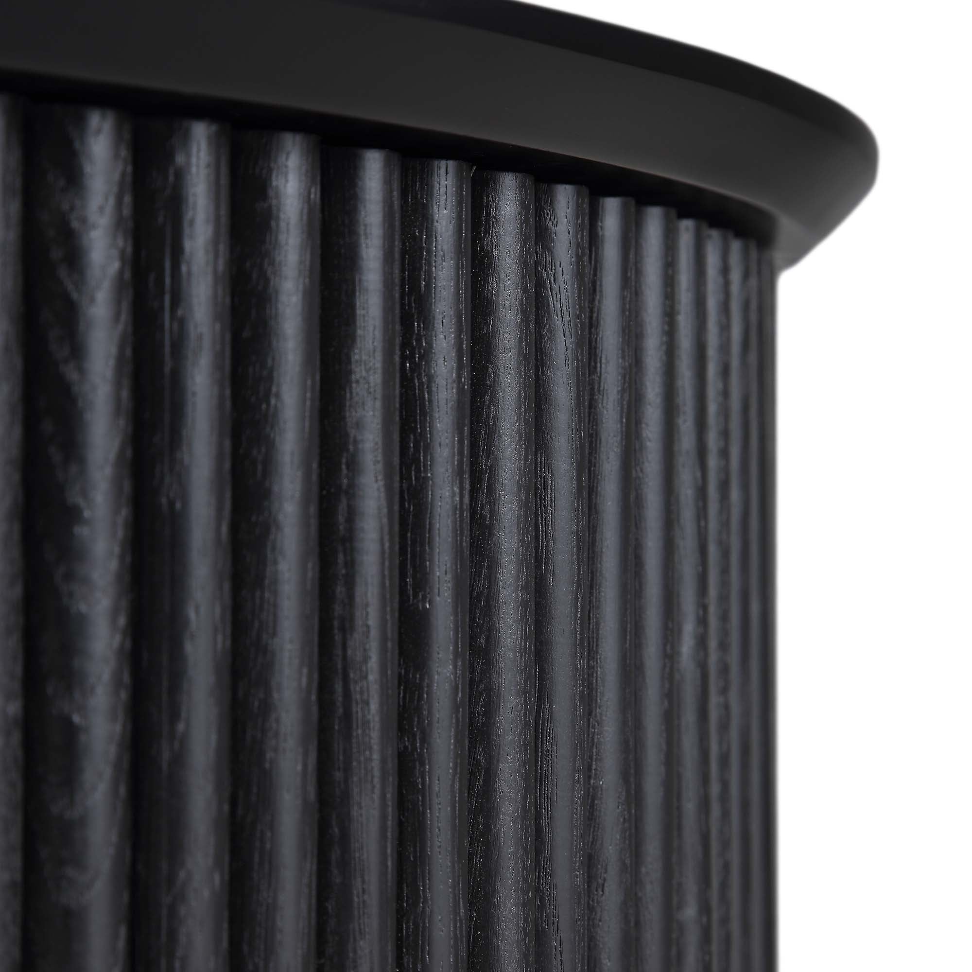 Maru Oak Round Coffee Table with Storage — Black