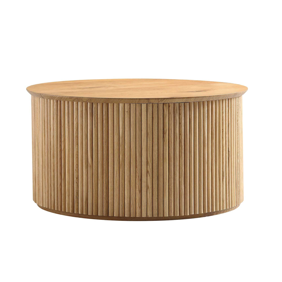Maru Oak Round Coffee Table with Storage — Oak