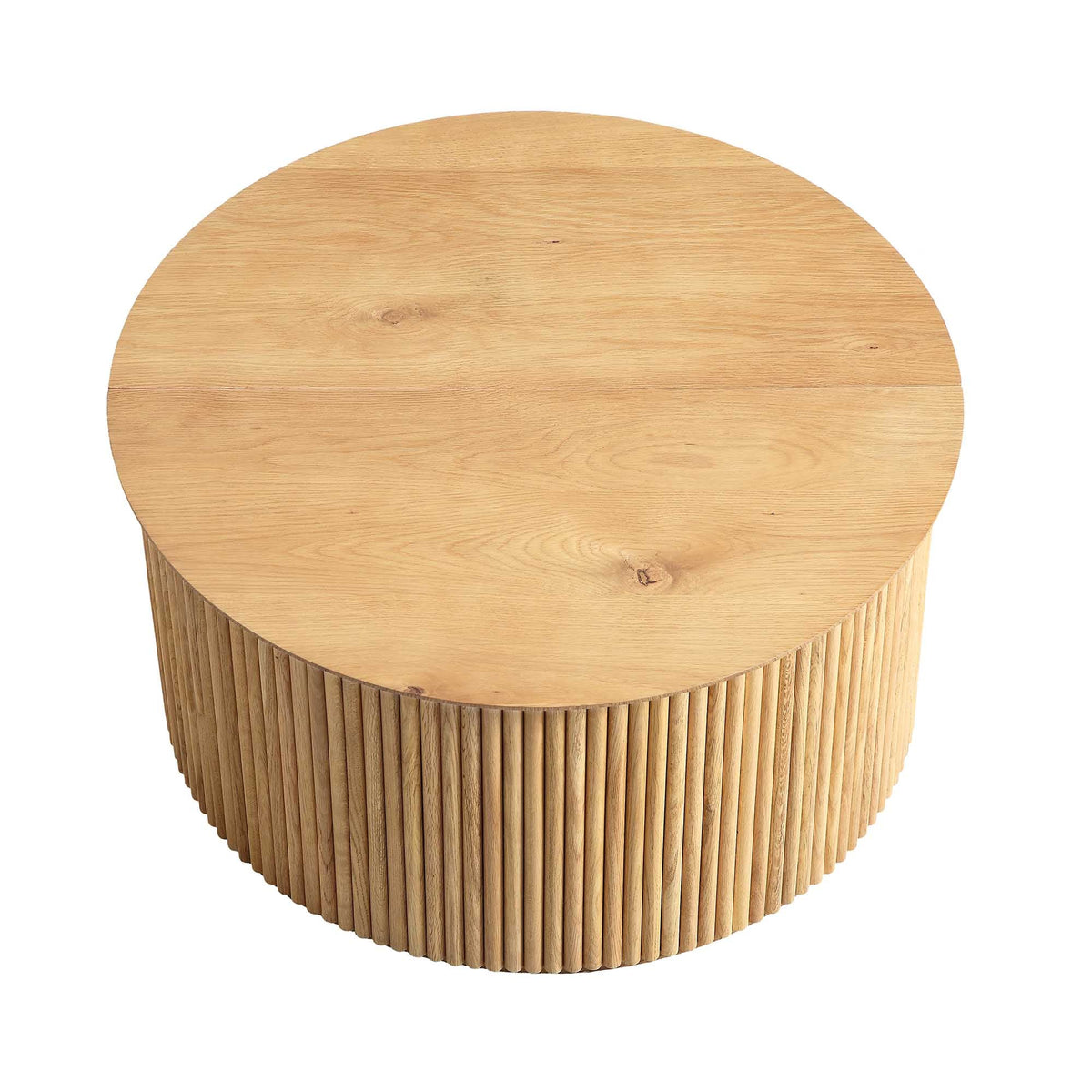 Maru Oak Round Coffee Table with Storage — Oak
