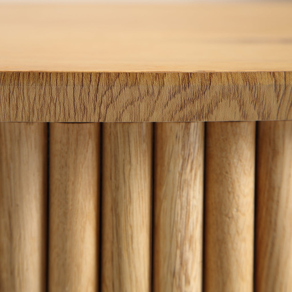 Maru Oak Round Coffee Table with Storage — Oak