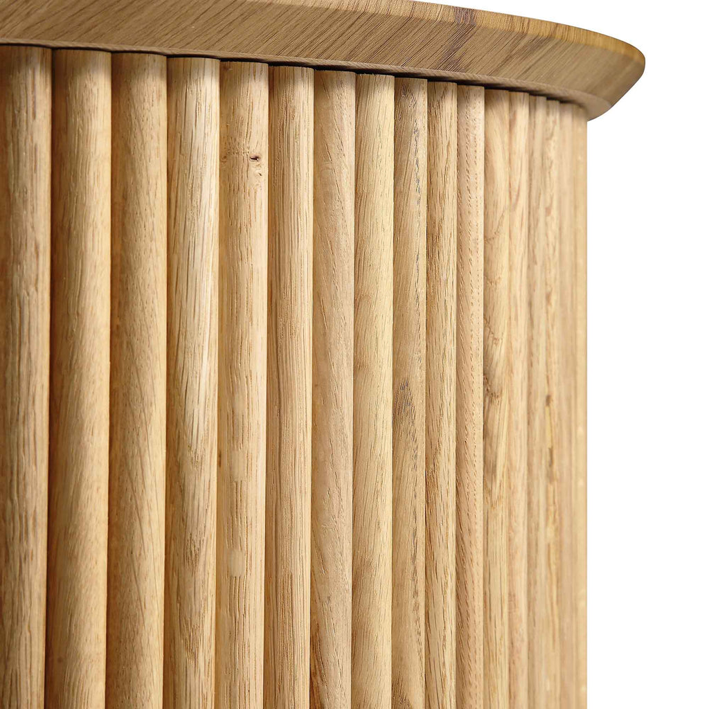 Maru Oak Round Coffee Table with Storage — Oak