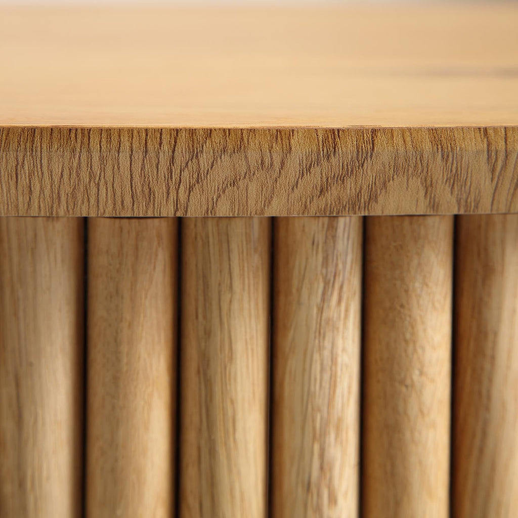 Maru Oak Round Coffee Table with Storage — Oak