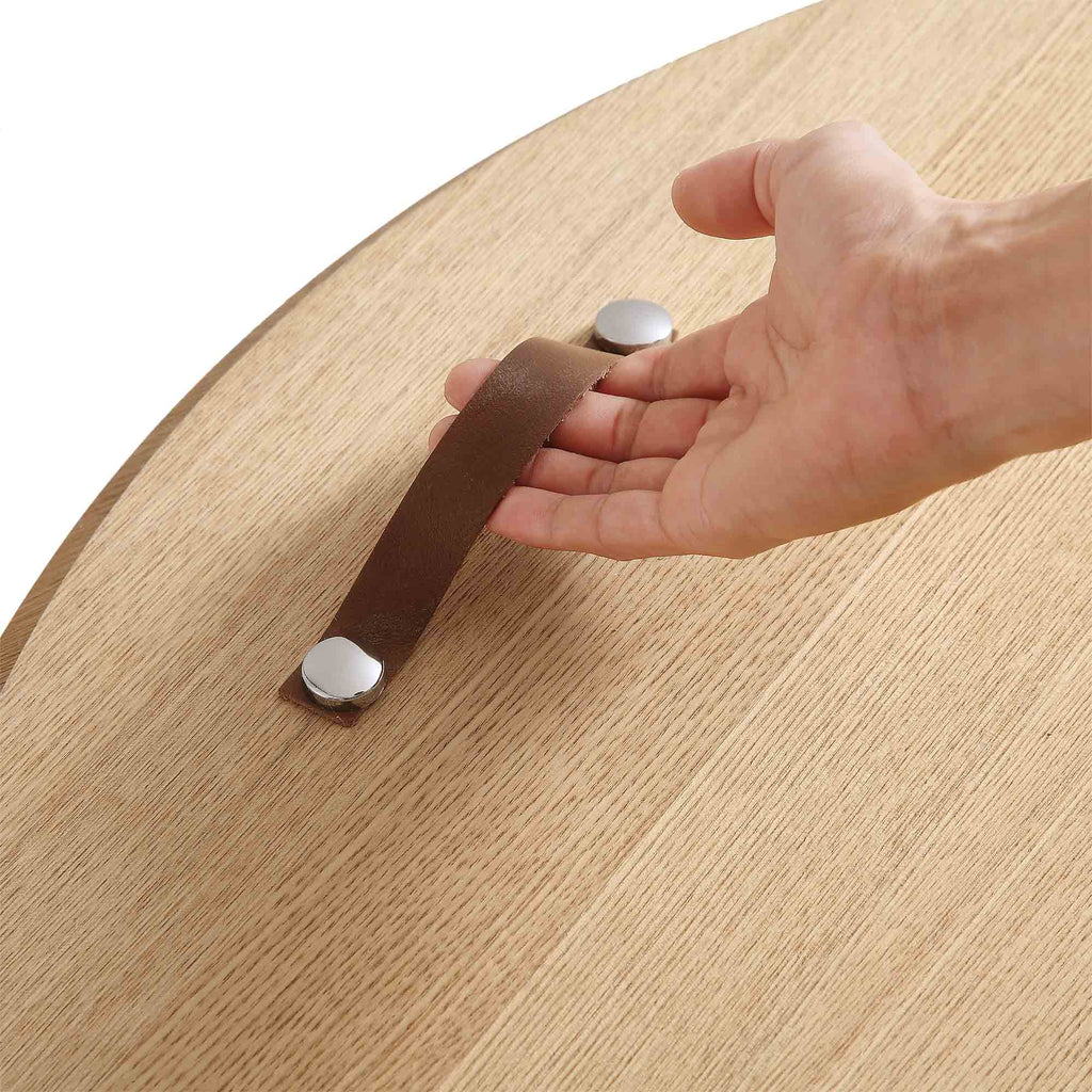 Maru Oak Round Coffee Table with Storage — Oak
