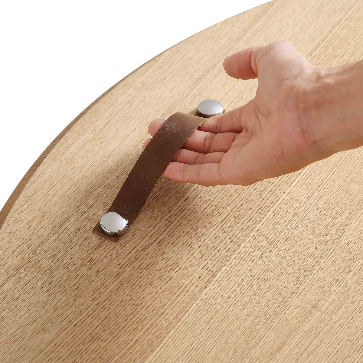 Maru Oak Round Coffee Table with Storage — Oak