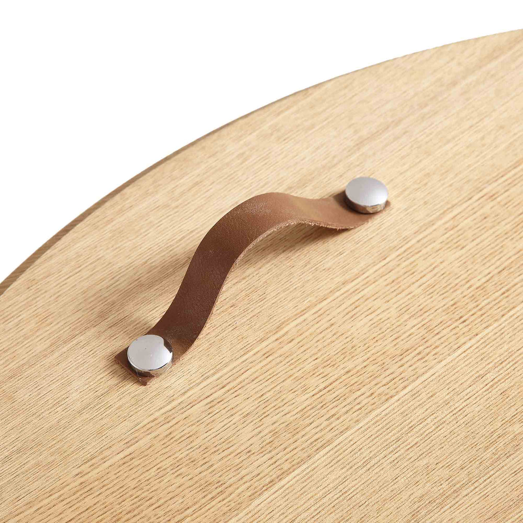 Maru Oak Round Coffee Table with Storage — Oak