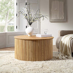 Maru Oak Round Coffee Table with Storage — Oak