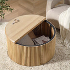Maru Oak Round Coffee Table with Storage — Oak