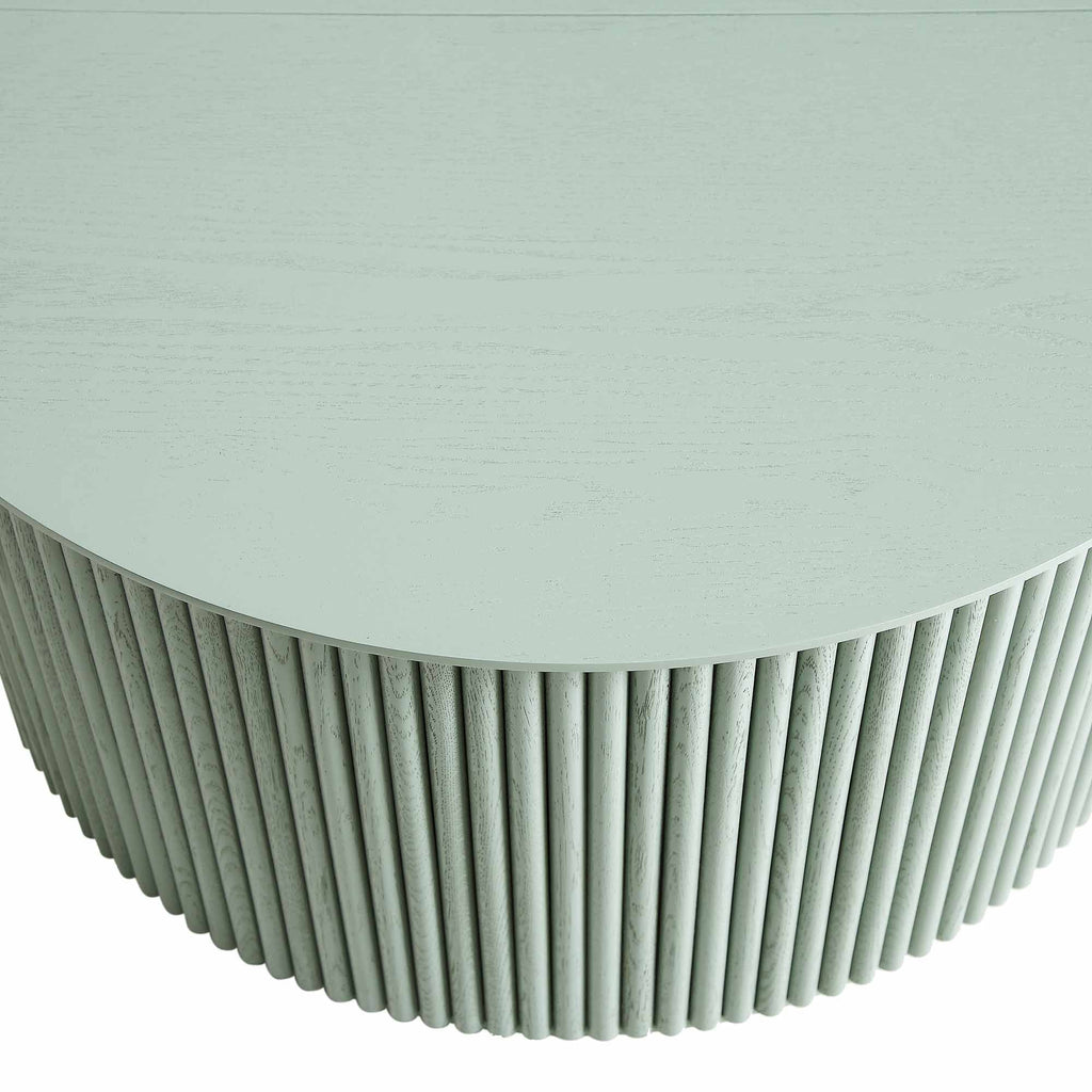 Maru Oak Round Coffee Table with Storage — Sage Green