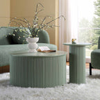 Maru Oak Round Coffee Table with Storage — Sage Green