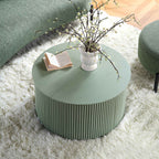 Maru Oak Round Coffee Table with Storage — Sage Green