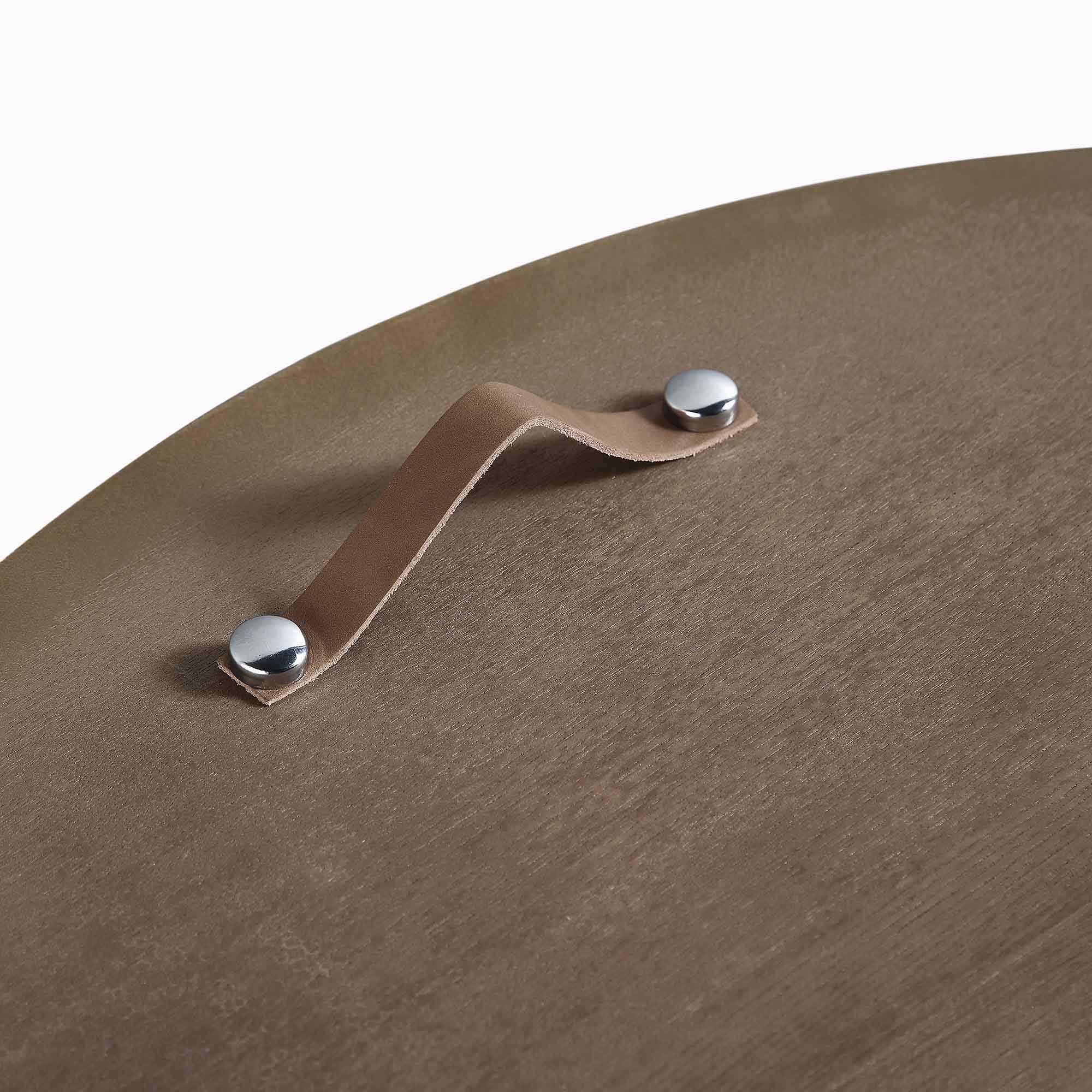 Maru Oak Round Coffee Table with Storage — Silver Oak