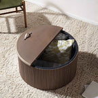 Maru Oak Round Coffee Table with Storage — Silver Oak