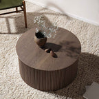 Maru Oak Round Coffee Table with Storage — Silver Oak