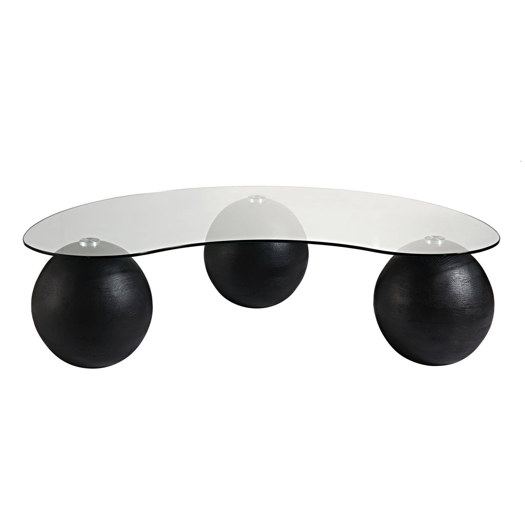 Sveti Curved Glass Coffee Table — Black