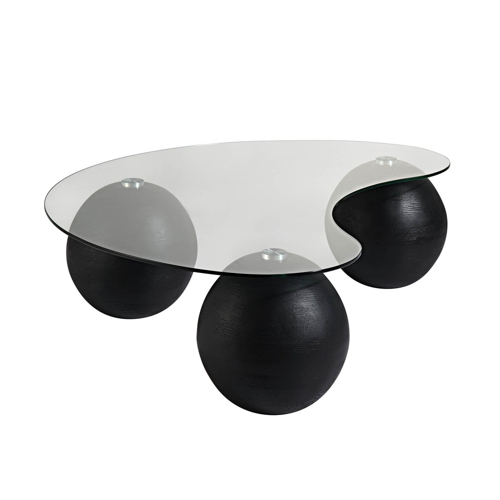Sveti Curved Glass Coffee Table — Black