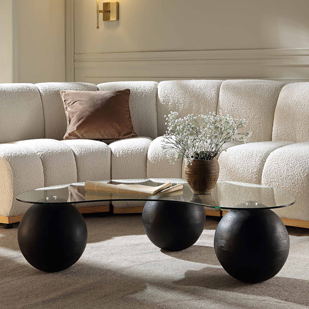 Sveti Curved Glass Coffee Table — Black