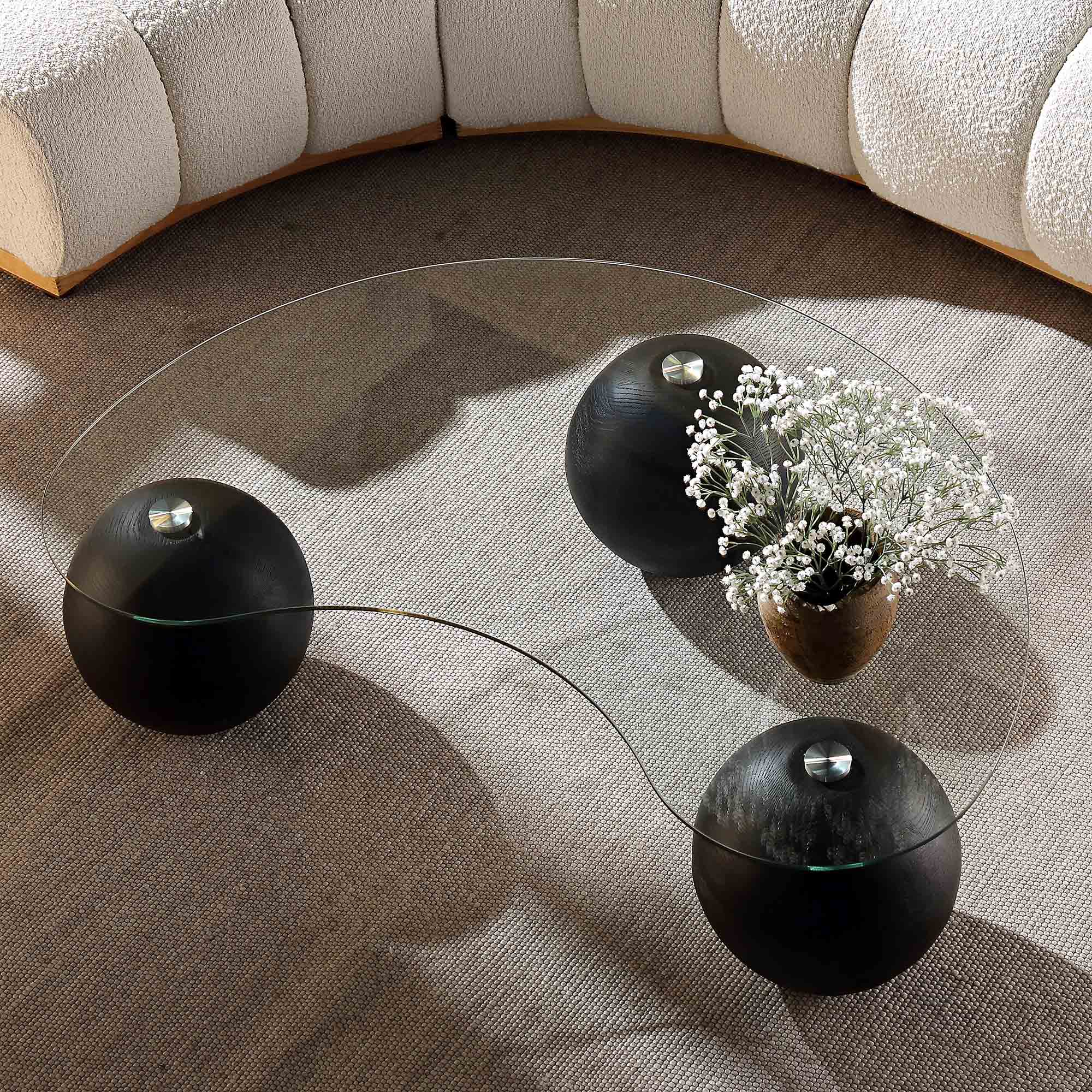 Sveti Curved Glass Coffee Table — Black