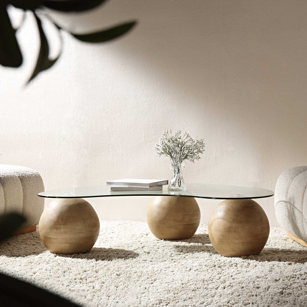 Sveti Curved Glass Coffee Table — Natural
