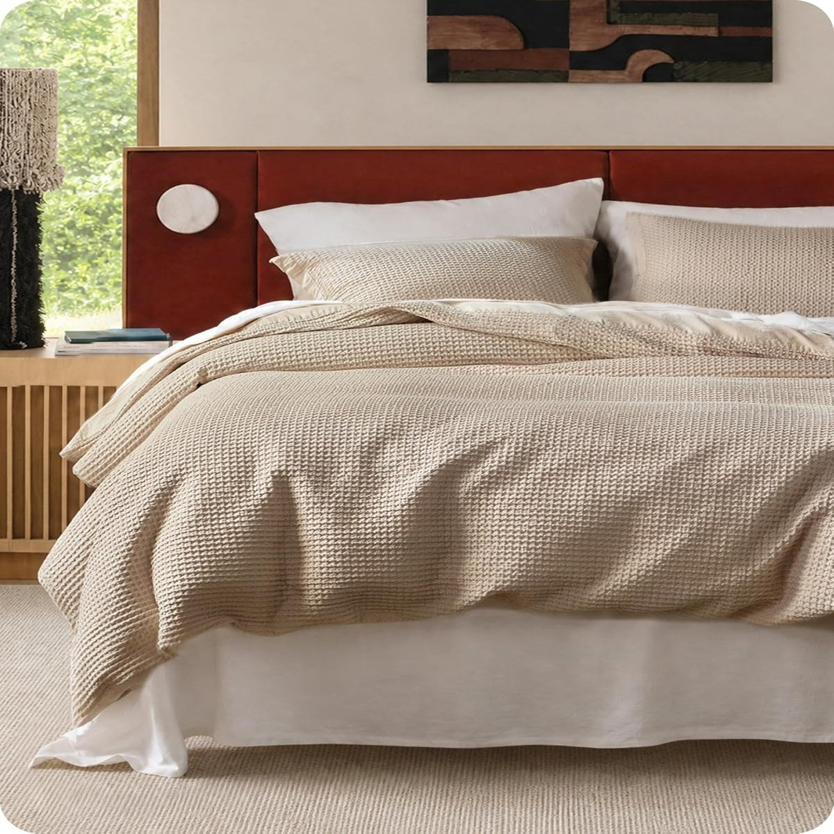 Juniper Waffle Weave Cotton Duvet Cover Set