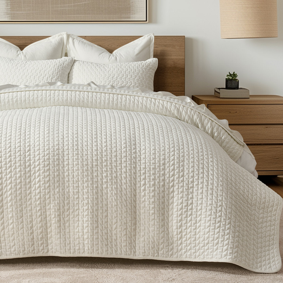Hazel Cross-Stitch Velvet Quilt Set
