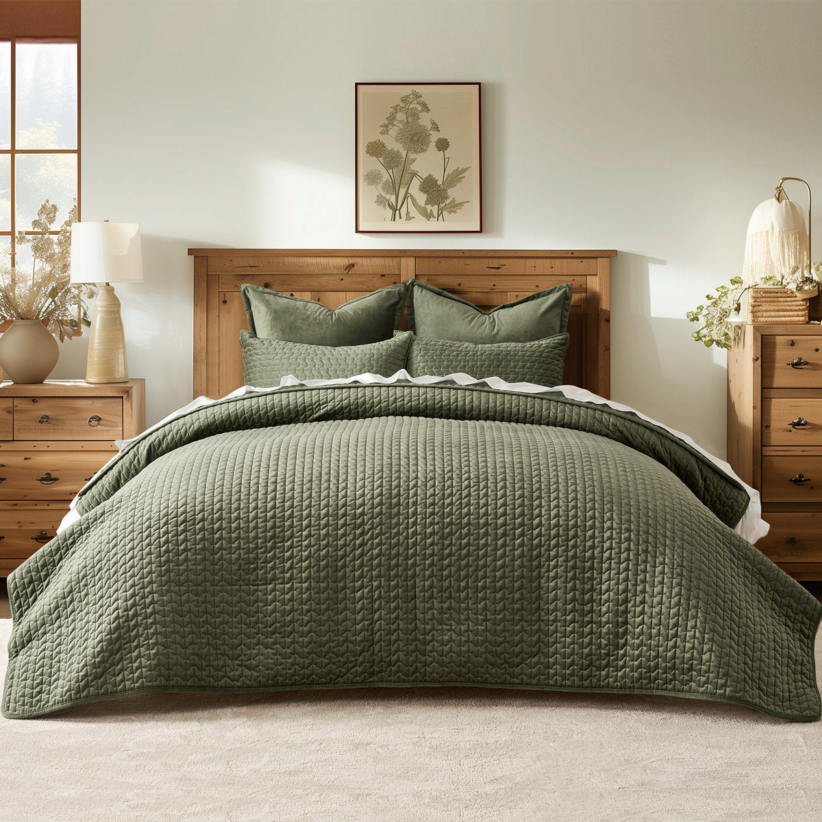 Hazel Cross-Stitch Velvet Quilt Set