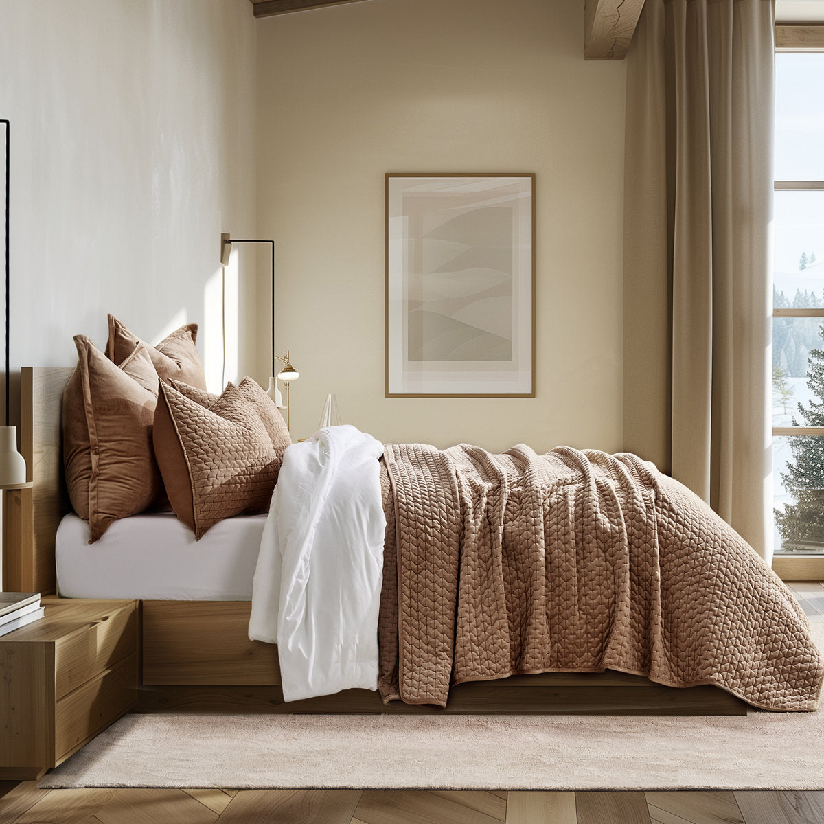 Hazel Cross-Stitch Velvet Quilt Set