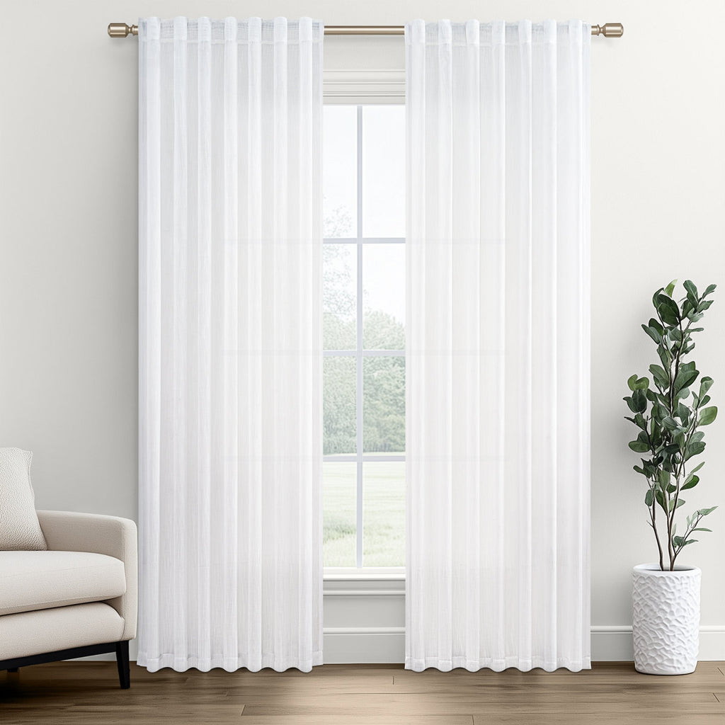 Elara Faux Linen Semi-Sheer Curtains, Set of 2