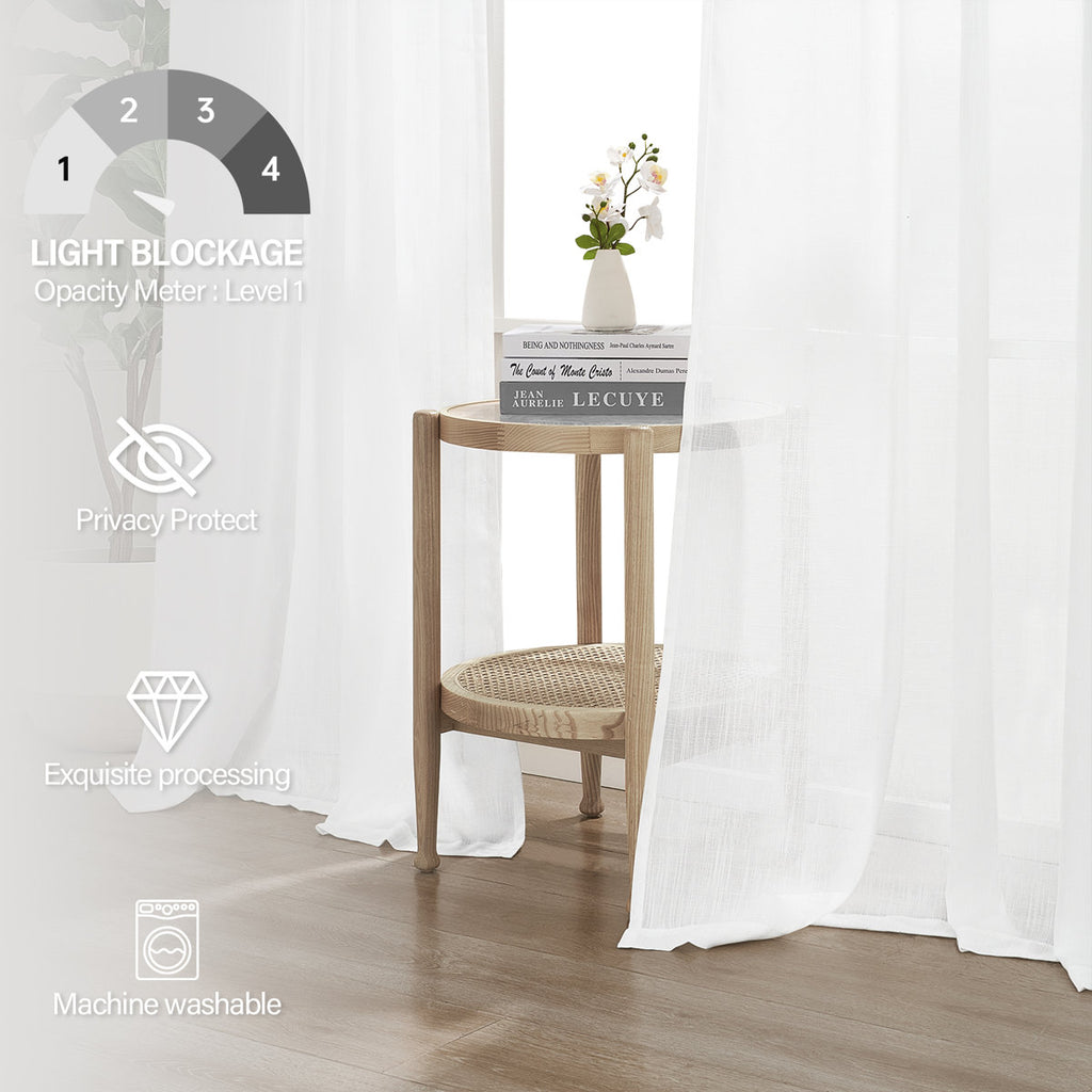 Elara Faux Linen Semi-Sheer Curtains, Set of 2