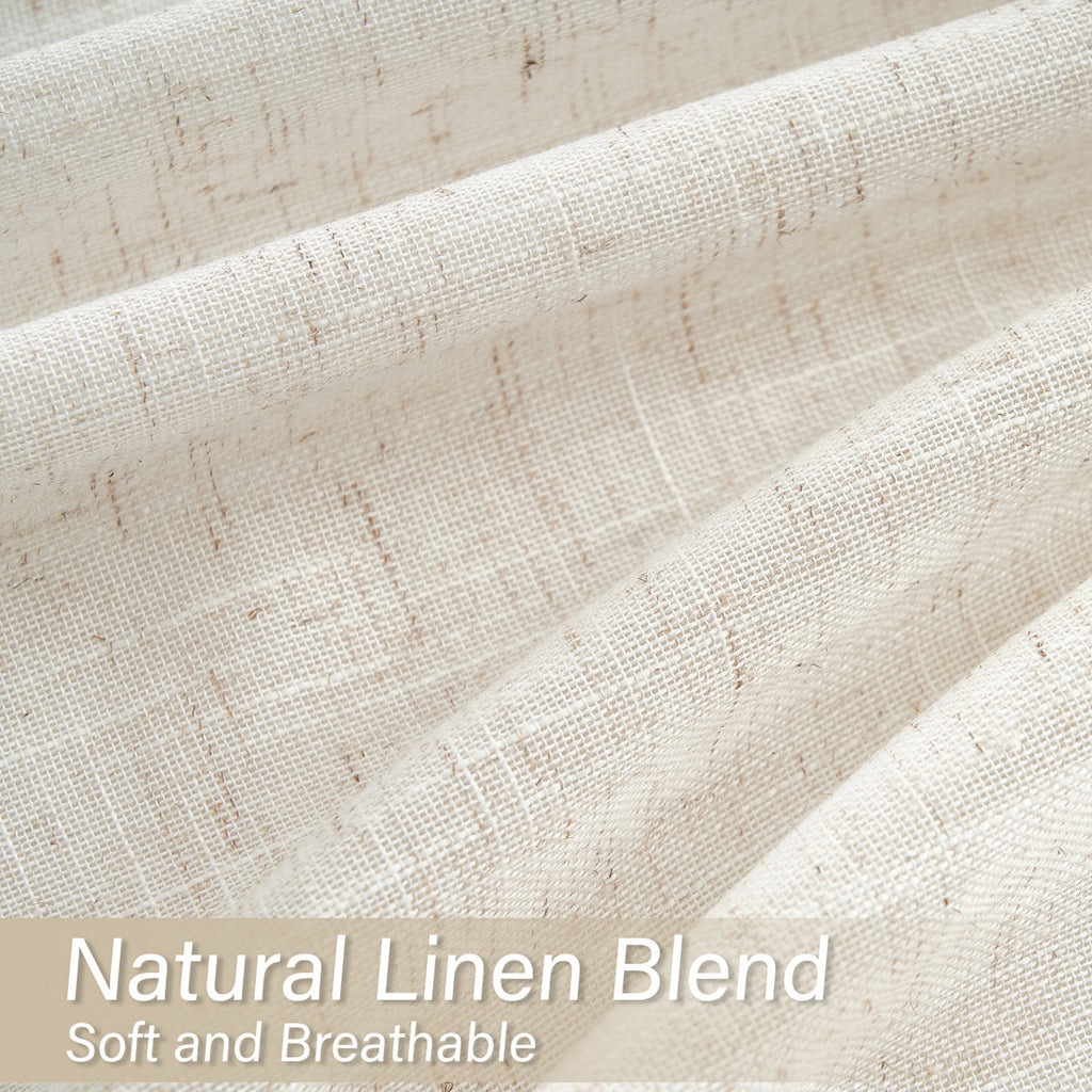 Elara Faux Linen Semi-Sheer Curtains, Set of 2