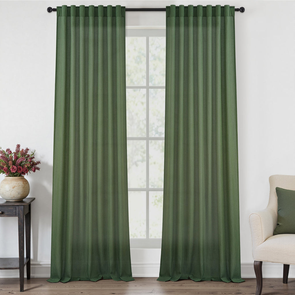 Elara Faux Linen Semi-Sheer Curtains, Set of 2