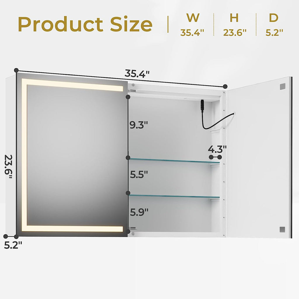 Marden LED Lighted Medicine Cabinet, Surface Mount
