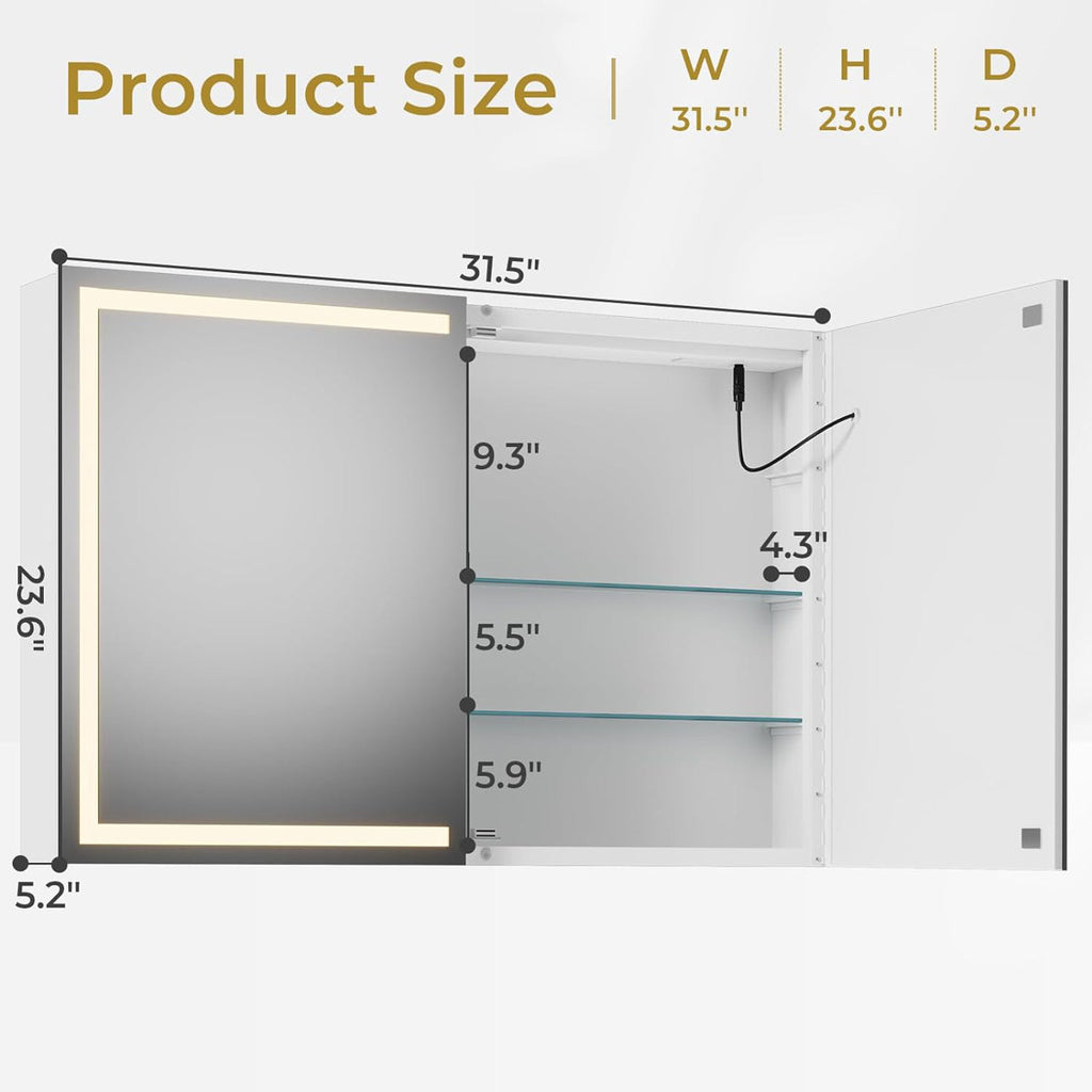 Marden LED Lighted Medicine Cabinet, Surface Mount