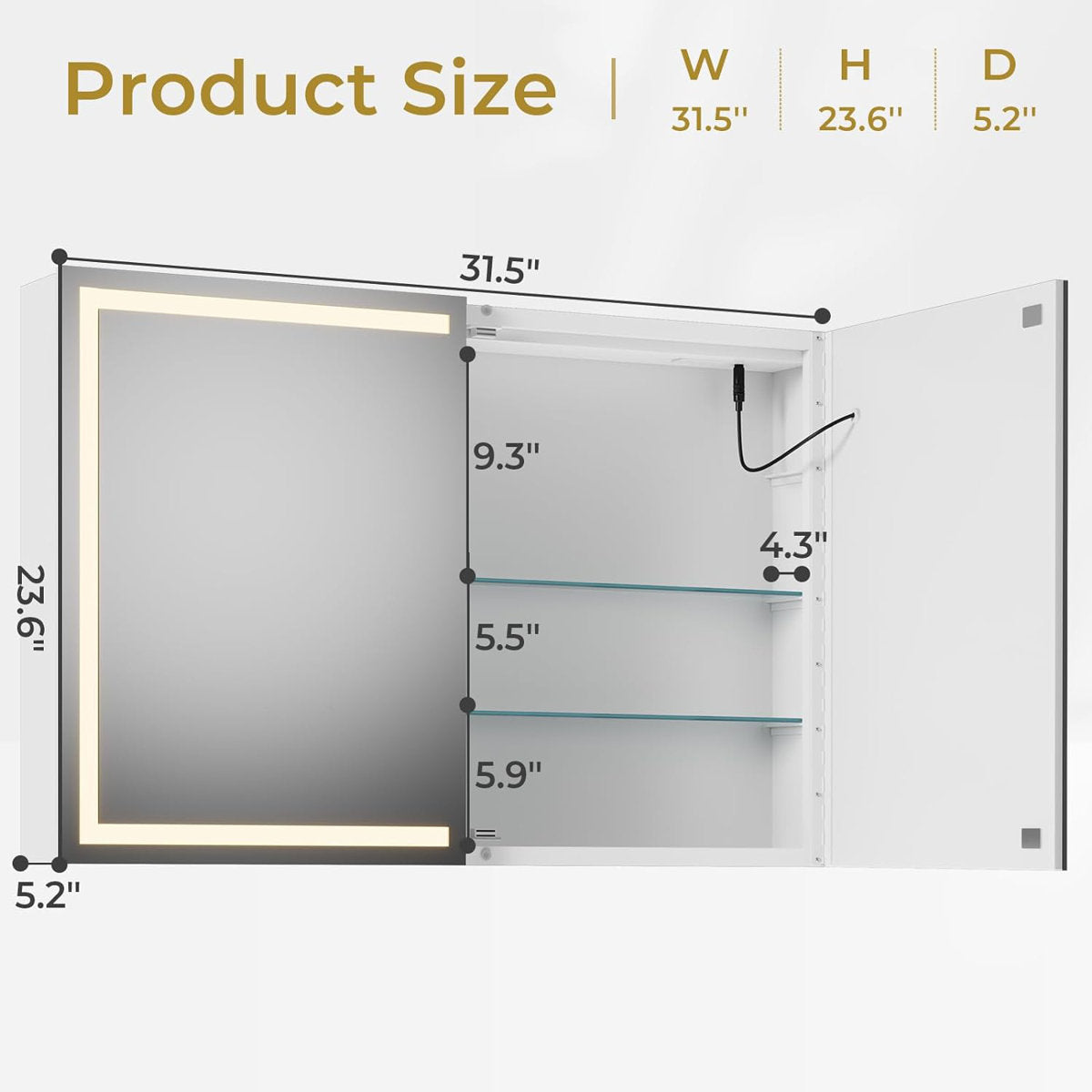 Marden LED Lighted Medicine Cabinet, Surface Mount