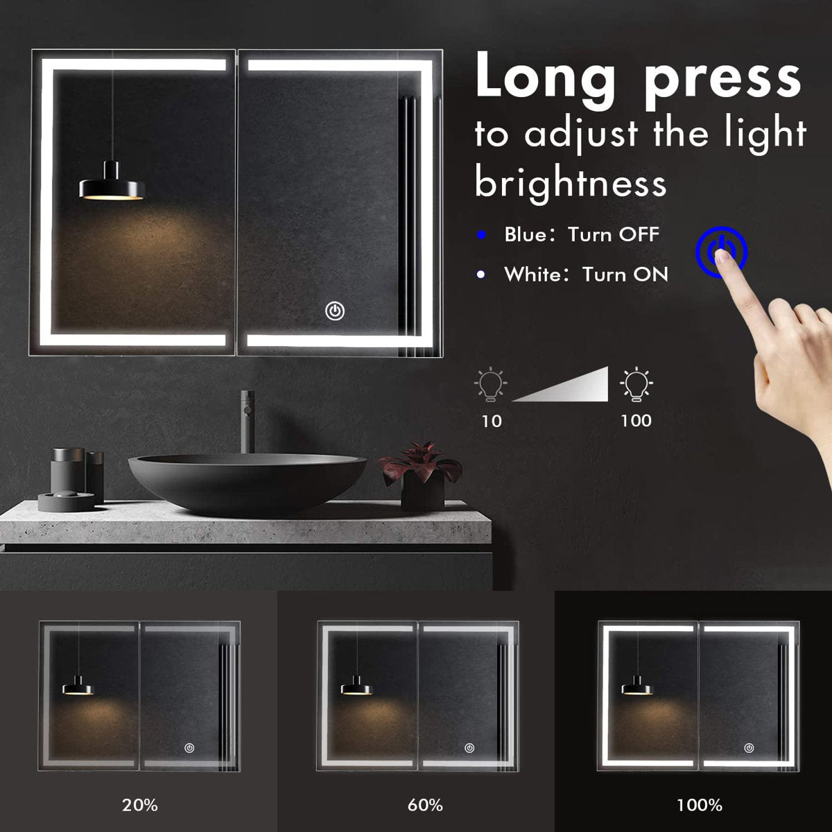 Marden LED Lighted Medicine Cabinet, Surface Mount