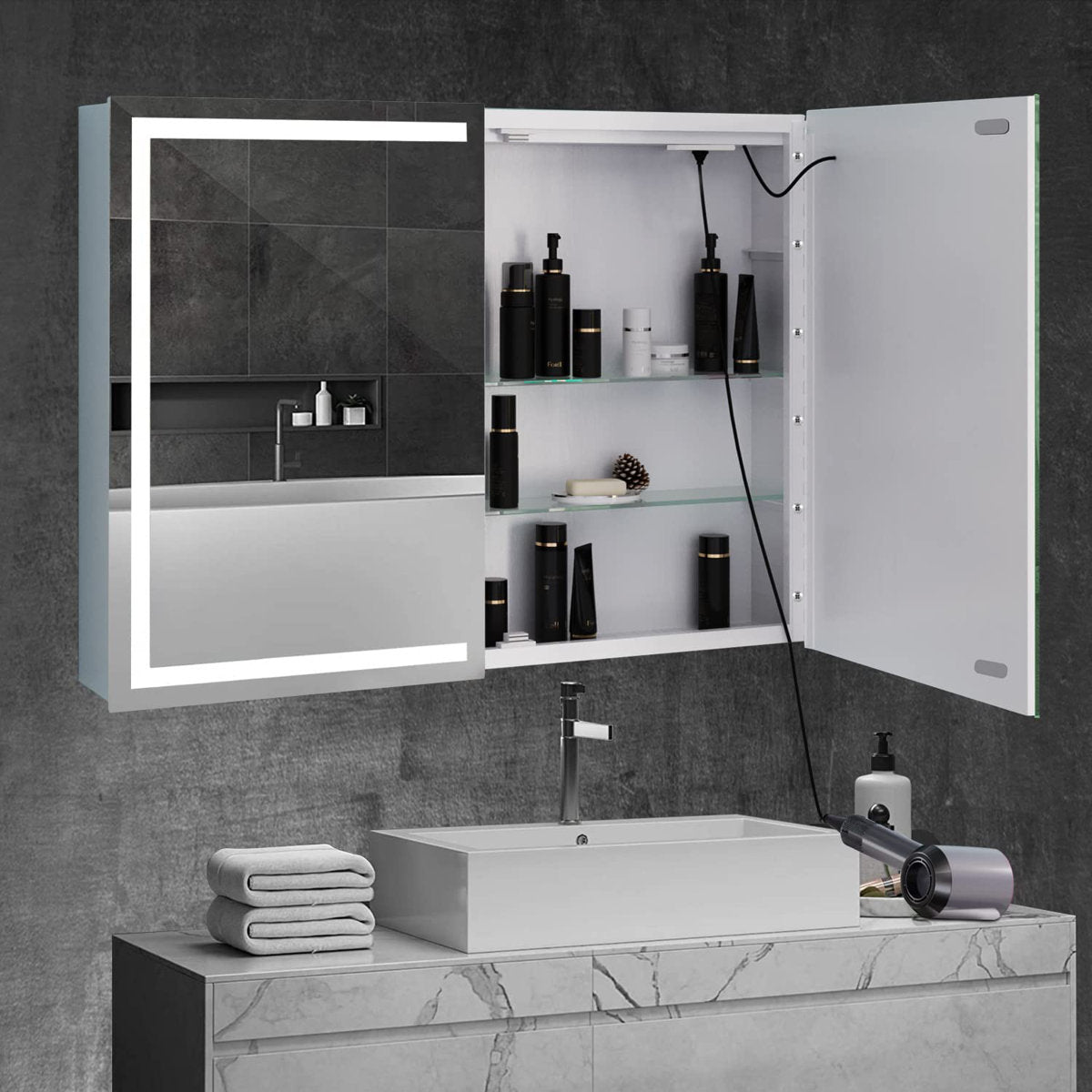 Marden LED Lighted Medicine Cabinet, Surface Mount