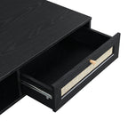 Frances Woven Rattan Wooden Coffee Table — Black